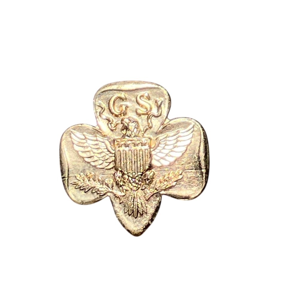 Girl Scouts Membership Pin Women Gold Vintage Trefoil Eagle Shield
GS